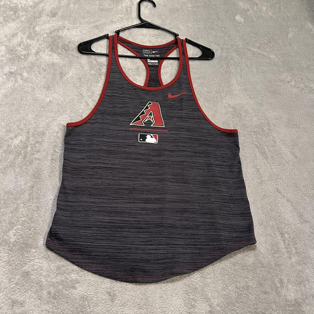 Arizona Diamondbacks Shirt Womens Small Gray Red MLB Baseball Nike Dri Fit Tank